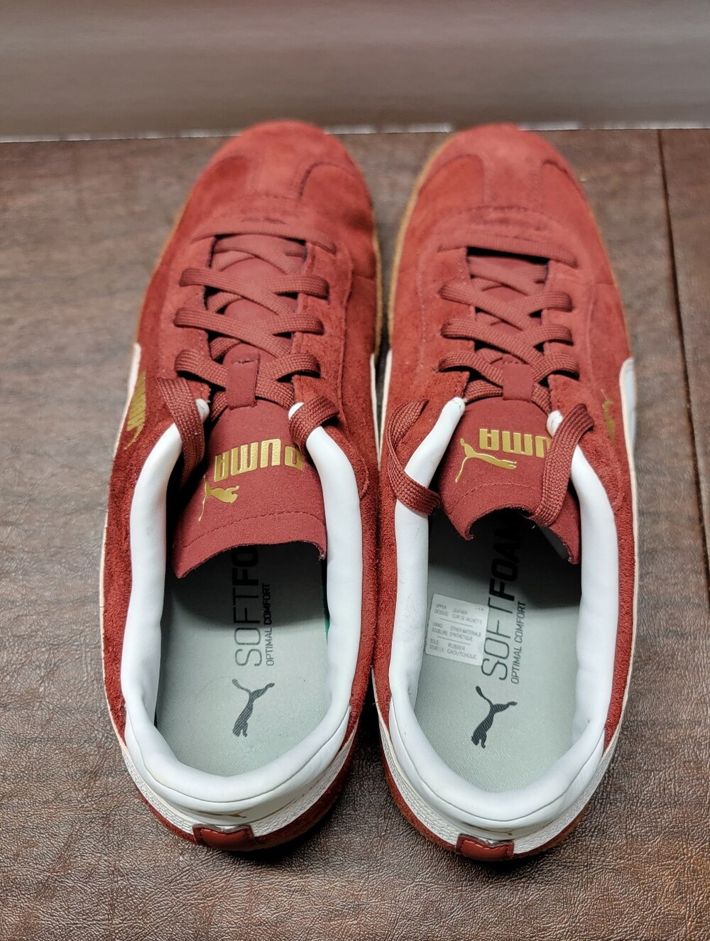 PUMA Club Men Sneakers Intense Red White Gold Size 10 - Picture 6 of 9